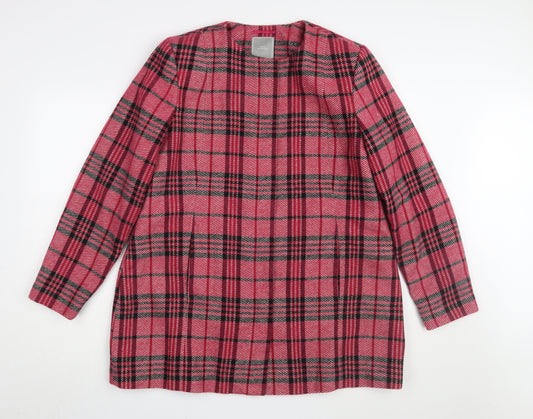 Next Women's Pink Plaid Long Coat Size 20