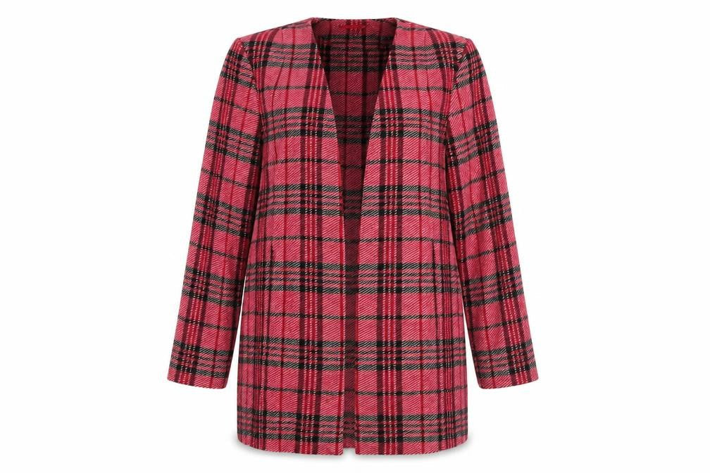 Next Women's Pink Plaid Long Coat Size 20