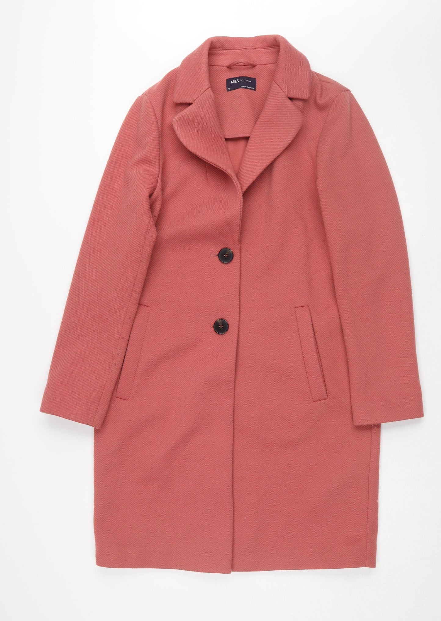 Marks and Spencer Women's Red Mid-Length Coat - Size 10