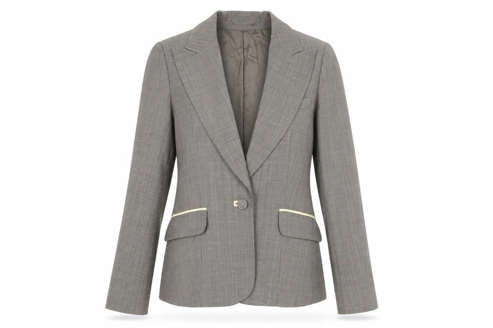 H&M Women's Brown Plaid Tailored Suit Jacket, Size 8