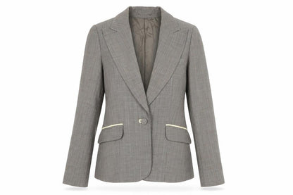 H&M Women's Brown Plaid Tailored Suit Jacket, Size 8