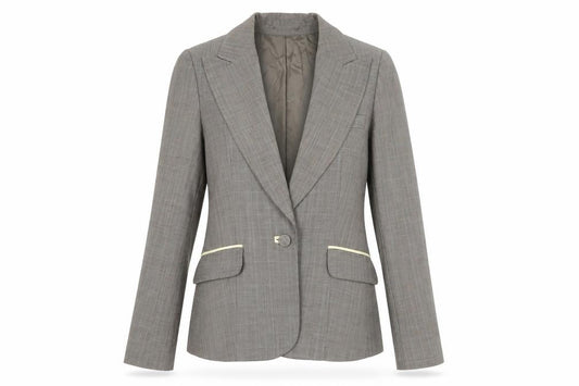 H&M Women's Brown Plaid Tailored Suit Jacket, Size 8