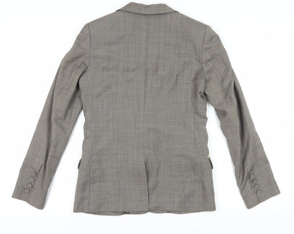 H&M Women's Brown Plaid Tailored Suit Jacket, Size 8