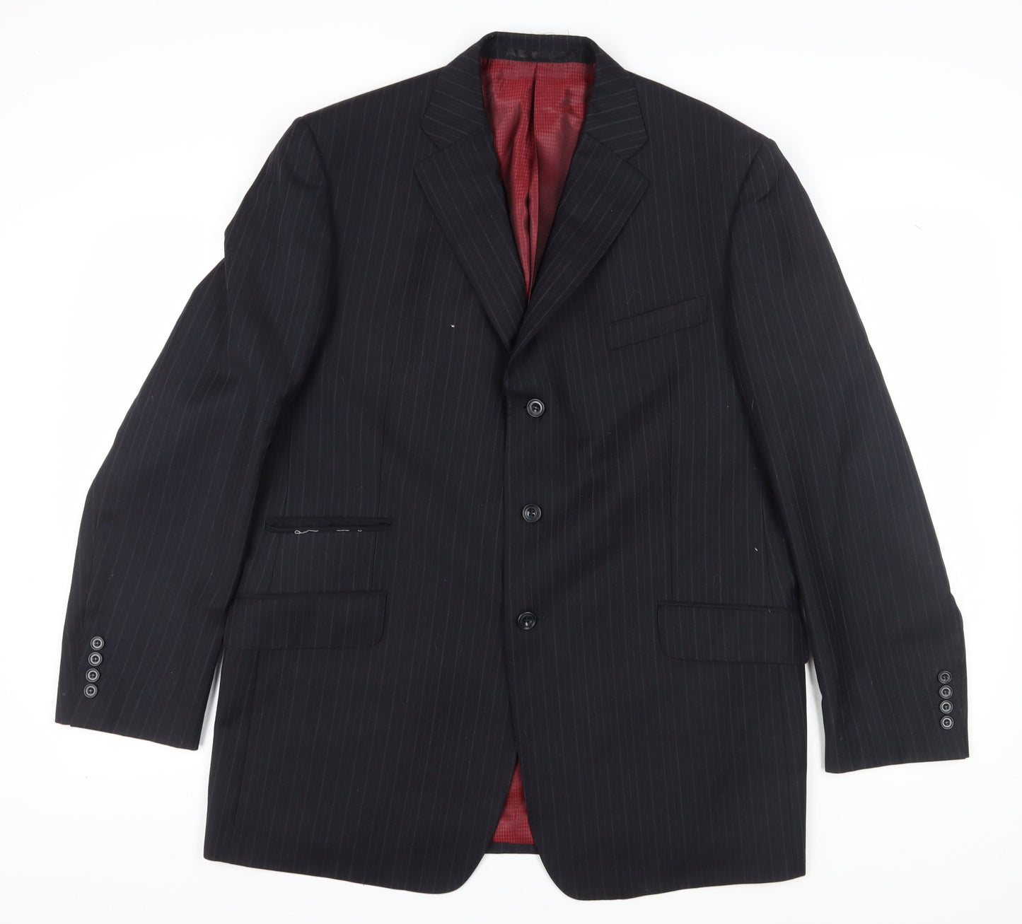Marks and Spencer Men's Black Striped Blazer 44L