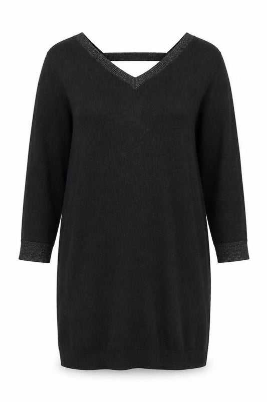 The White Company Women's Black V-Neck Shift Dress Size 16