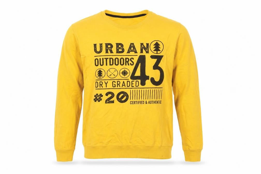 Max Men's Yellow Graphic Pullover Sweatshirt, Size S