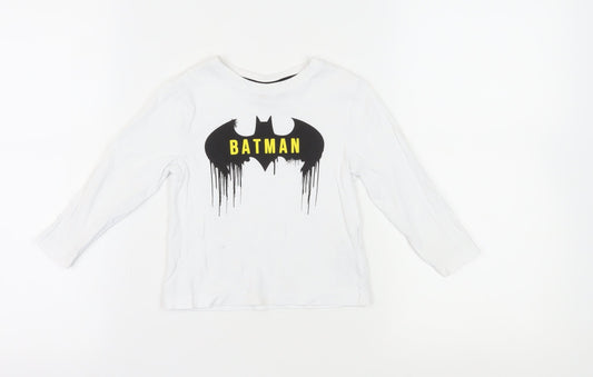 Batman Boys White Long Sleeve T-Shirt 2-3 Years Graphic Print