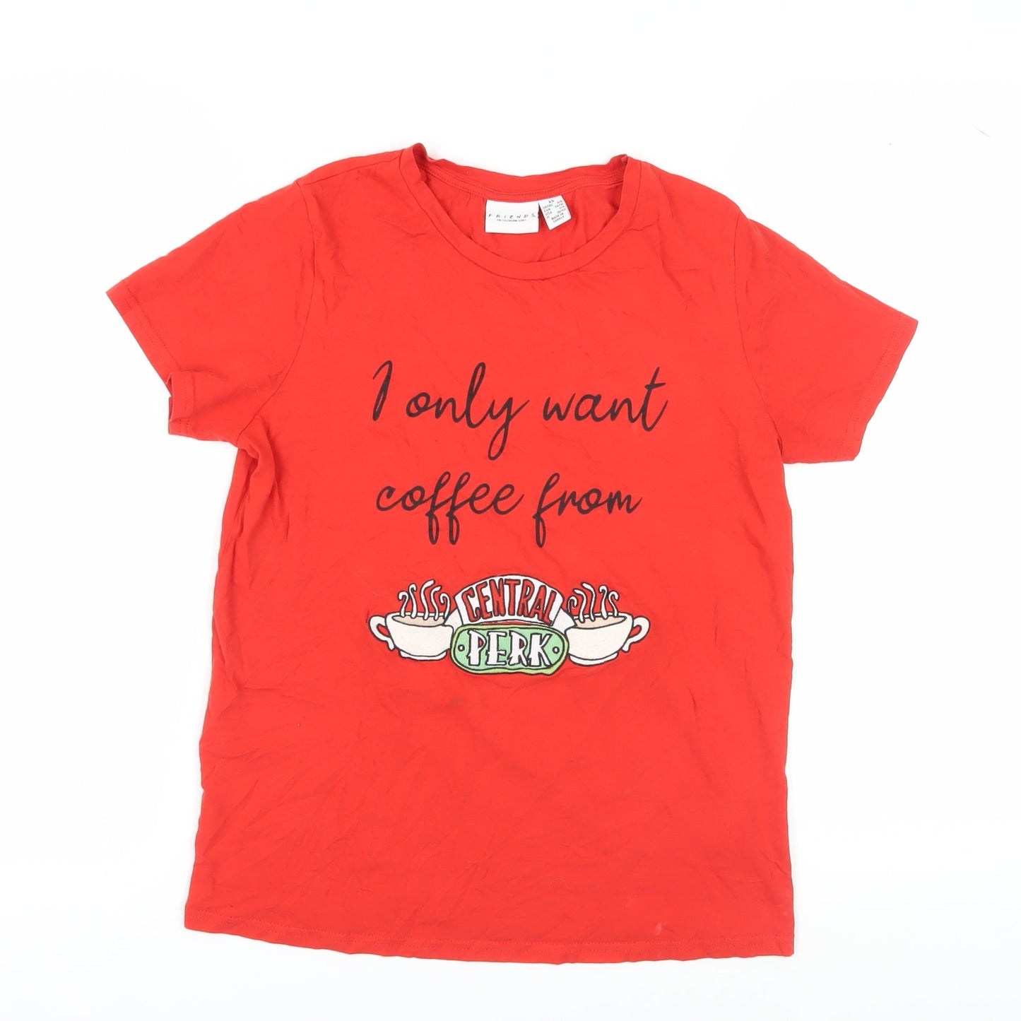 Friends Unisex Red XS T-Shirt Crew Neck Casual