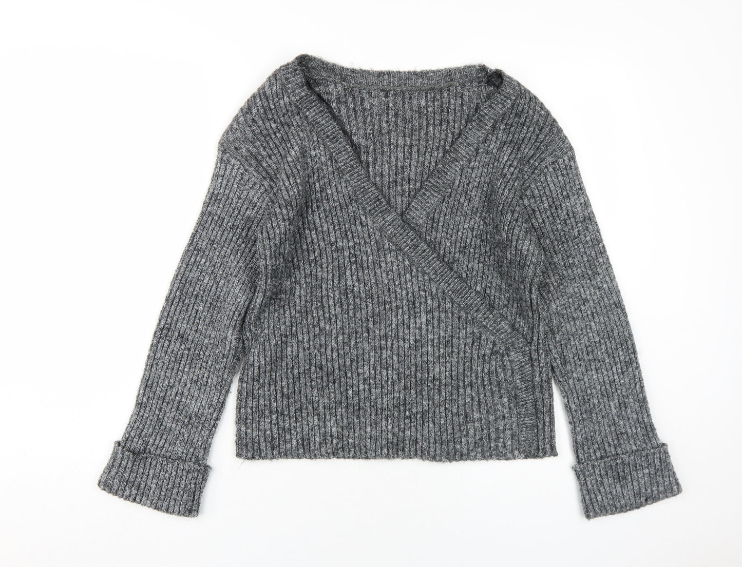 Pieces Women's Grey Wrap Jumper, Size S