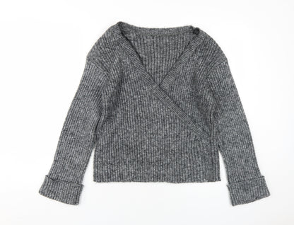 Pieces Women's Grey Wrap Jumper, Size S