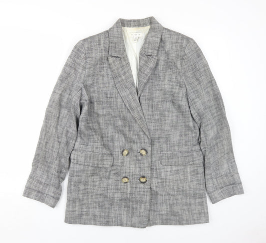 Topshop Women’s Grey Blazer, Size 10, Double-Breasted