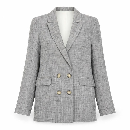 Topshop Women’s Grey Blazer, Size 10, Double-Breasted