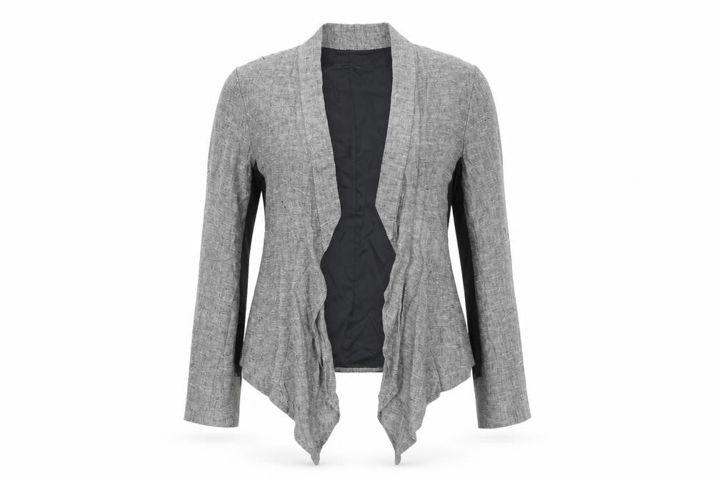 Zara Women's Grey Linen Blazer, Size L, Casual Classic