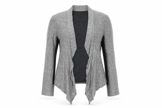 Zara Women's Grey Linen Blazer, Size L, Casual Classic