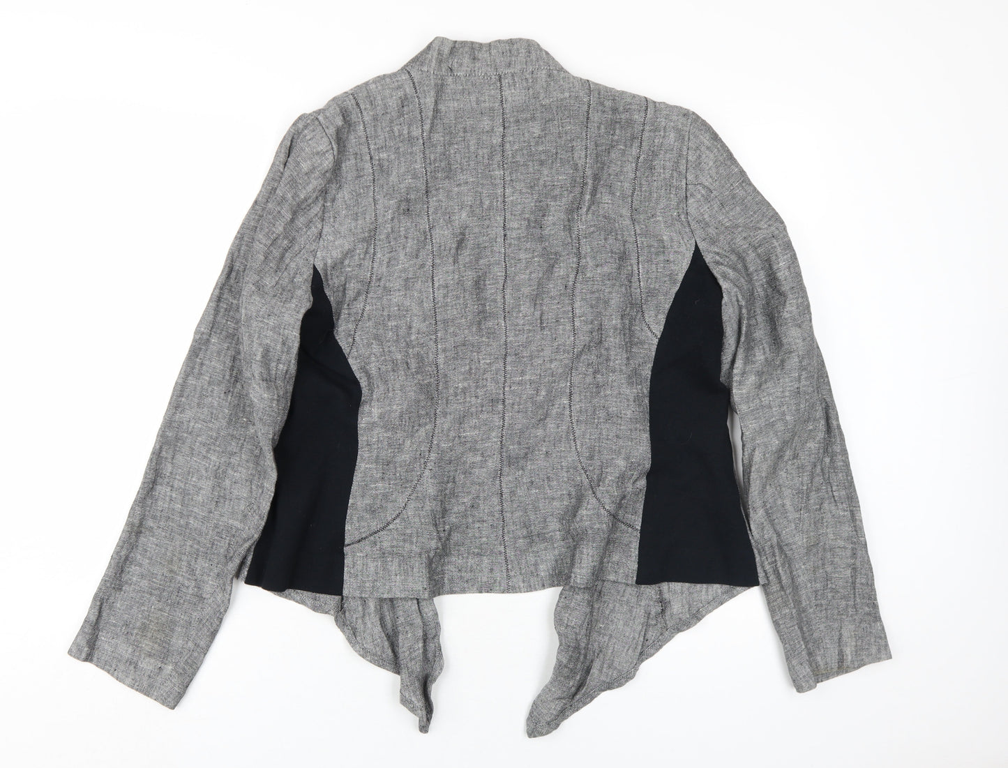 Zara Women's Grey Linen Blazer, Size L, Casual Classic