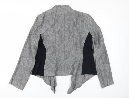 Zara Women's Grey Linen Blazer, Size L, Casual Classic