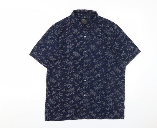 Burton Menswear Men's Blue Floral Shirt, Size M