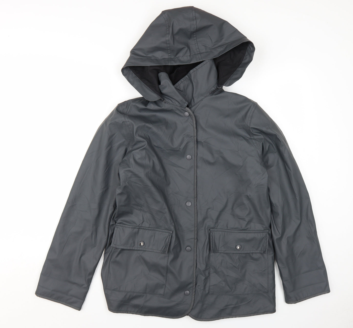 Topshop Women's Grey Hooded Rain Coat S