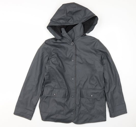 Topshop Women's Grey Hooded Rain Coat S