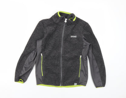 Additional front view of Regatta boys’ grey track jacket 9-10 years outdoor zip