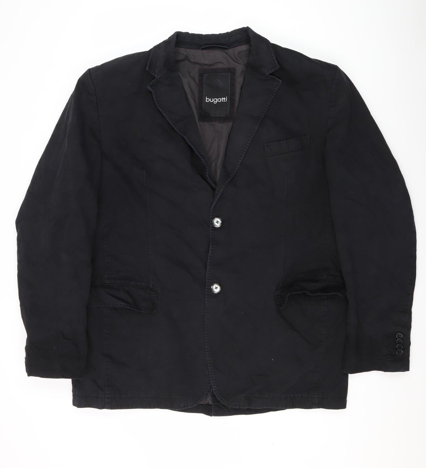 Bugatti Men's Black Cotton Blazer, Size 44R (Est), Casual Wear