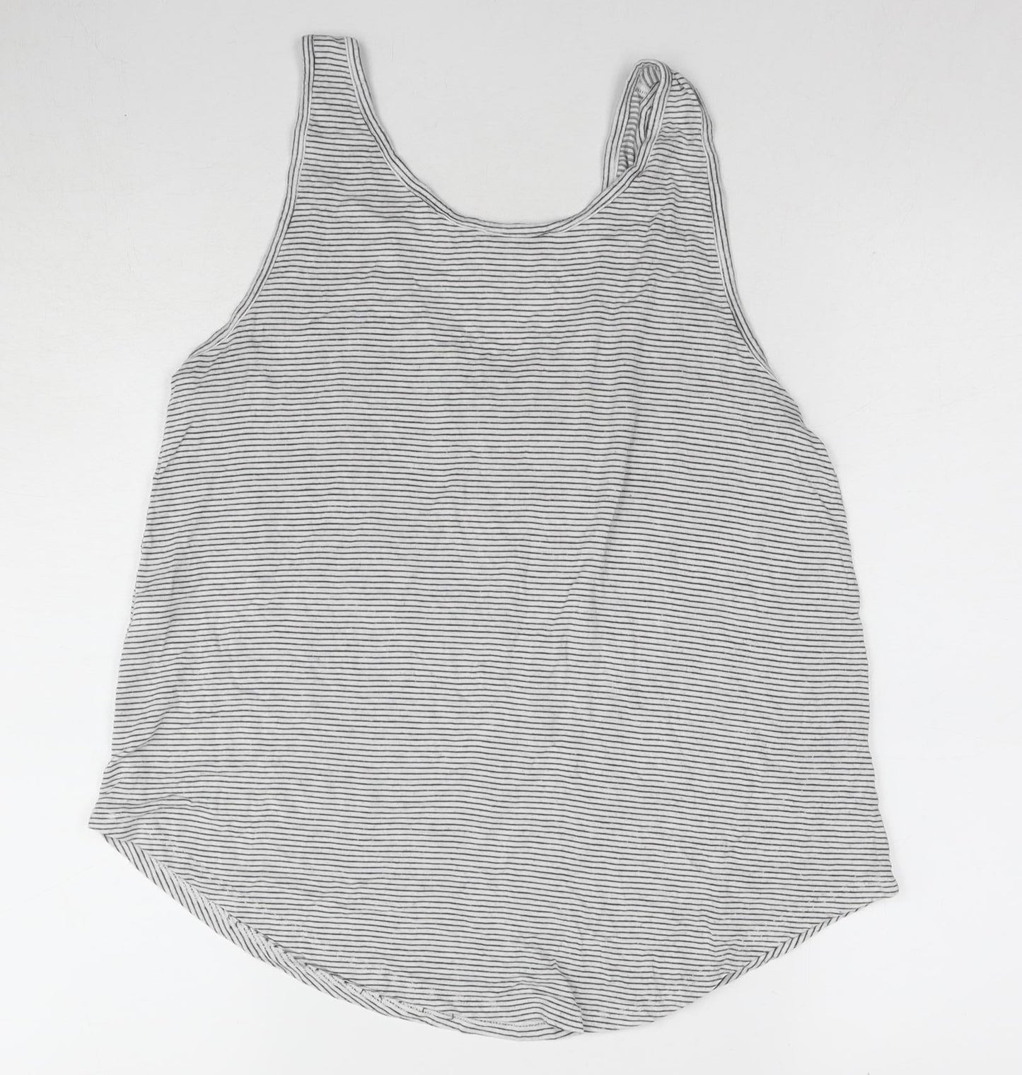 Pieces Women's Grey Striped Tank Top, Size L, Relaxed Fit