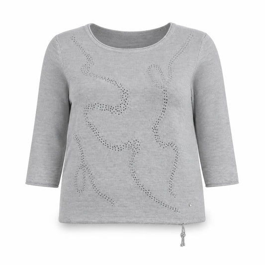 RABE Women's Grey Pullover Jumper, Size 14, Studded Accent