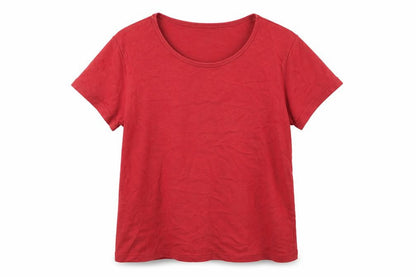 EWM Women's Red Cotton Basic T-Shirt M