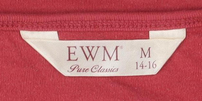 EWM Women's Red Cotton Basic T-Shirt M