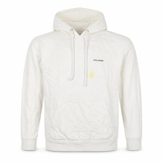 Collusion White Pullover Hoodie, L, Unisex, Logo, Cotton