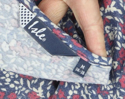 Close-up detail of Izle Women's Multicoloured Floral Blouse, size 14