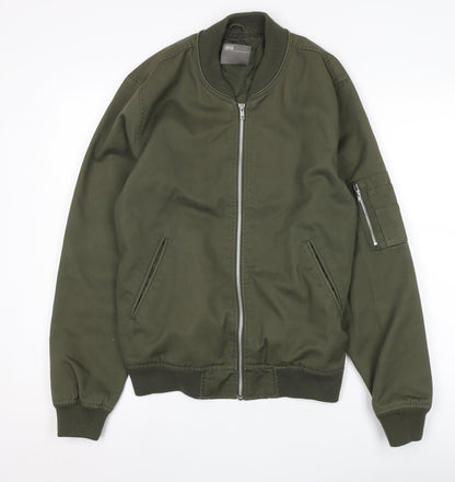 Additional front view of ASOS Men's Green Bomber Jacket S Casual Zip