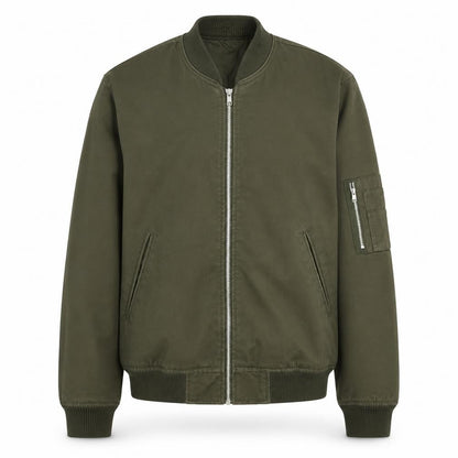 Front view of ASOS Men's Green Bomber Jacket S Casual Zip