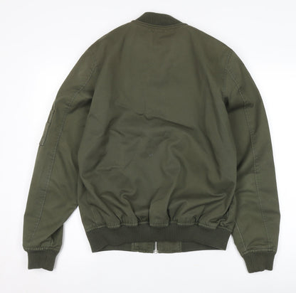 Back view of ASOS Men's Green Bomber Jacket S Casual Zip