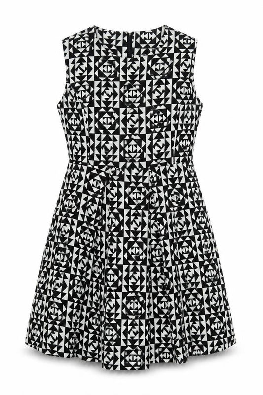 Collection London Women's Black Geometric Skater Dress