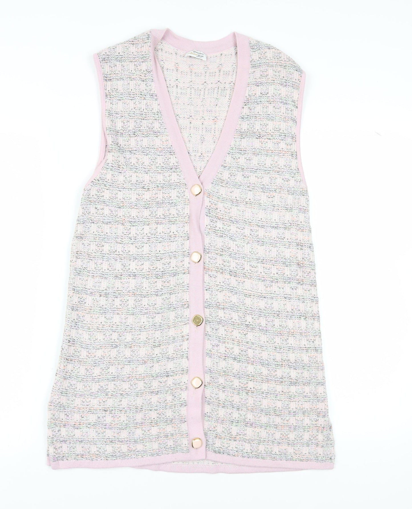 Création Atelier GA Women's Ivory Vest Size 14 Knit Buttoned