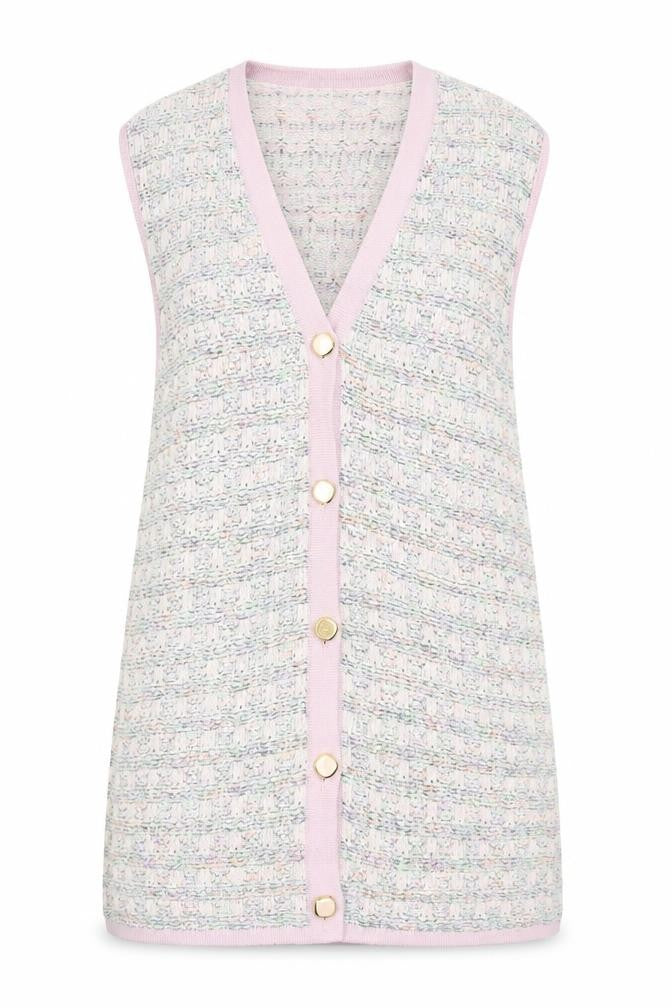 Création Atelier GA Women's Ivory Vest Size 14 Knit Buttoned