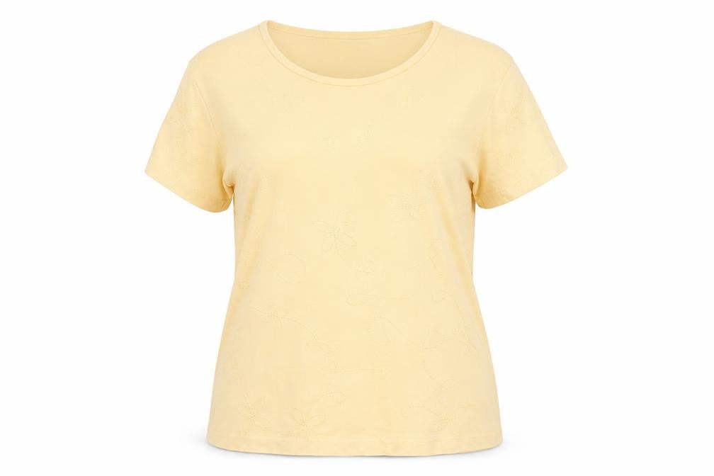 EWM Women's Beige T-Shirt, Size 14, Basic Cotton Top