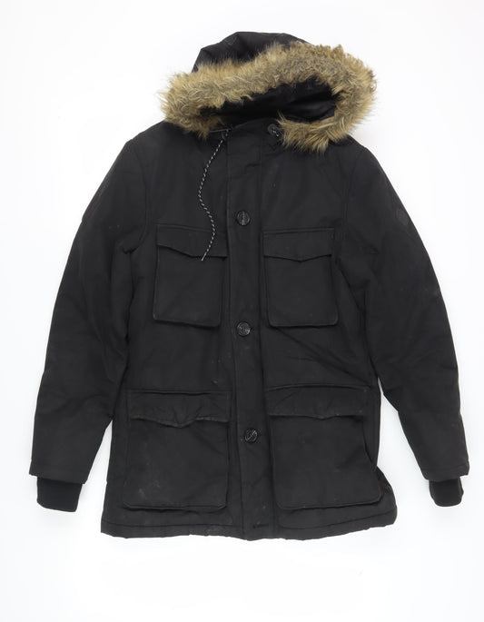 Shore Leave Men's Black Hooded Parka Jacket Size S