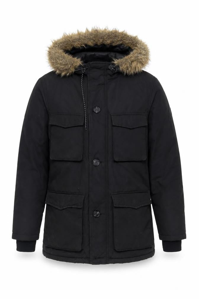 Shore Leave Men's Black Hooded Parka Jacket Size S