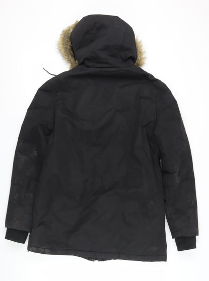 Shore Leave Men's Black Hooded Parka Jacket Size S