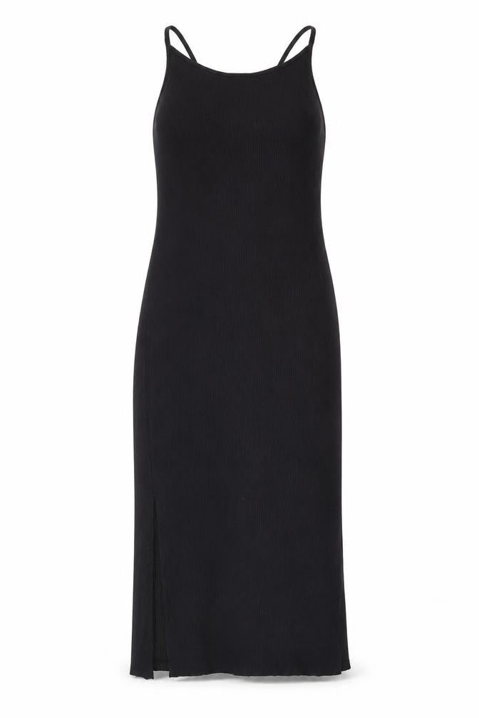 H&M Women's Black Slip Dress M Stretch Knit Casual