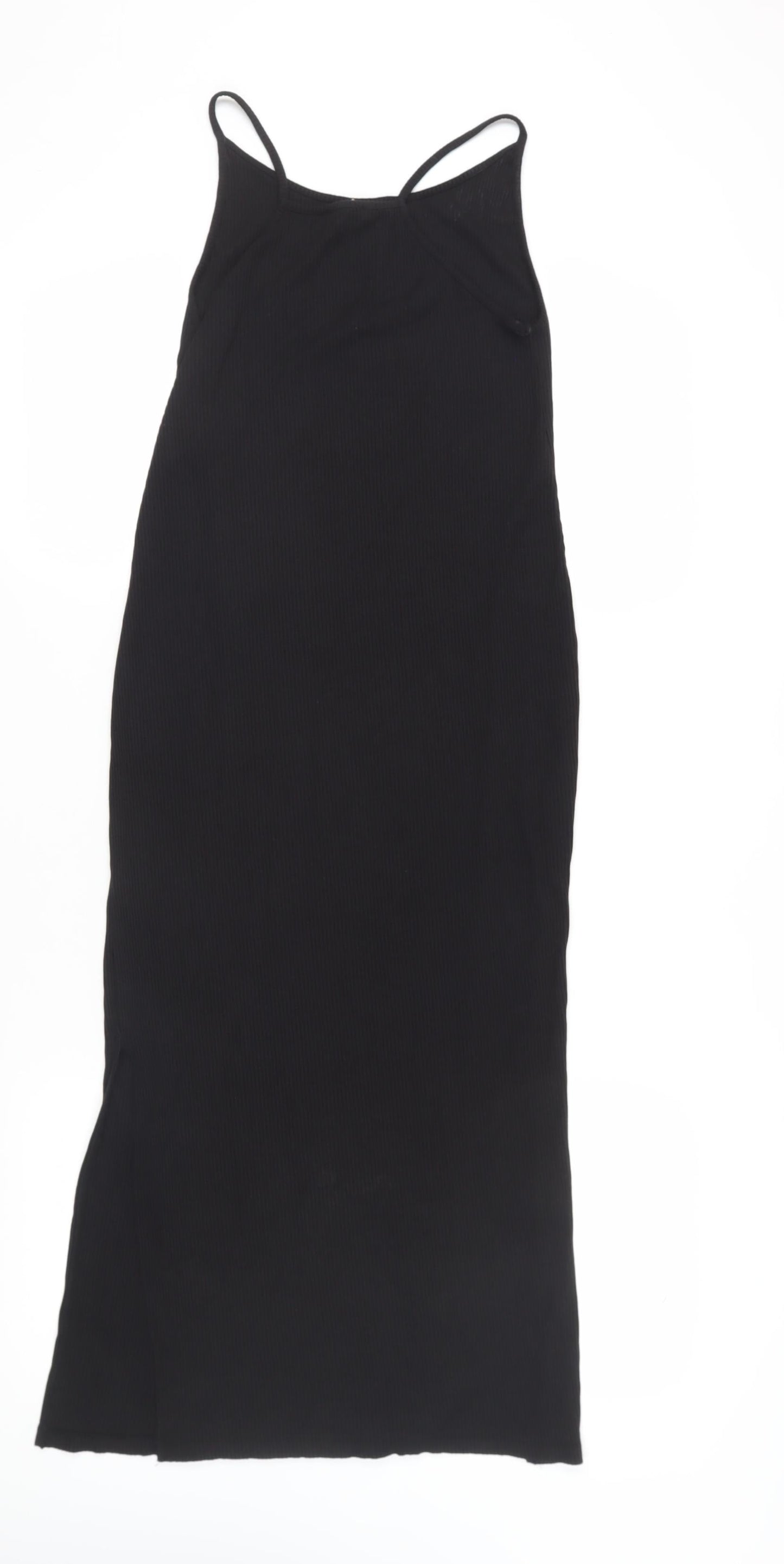 H&M Women's Black Slip Dress M Stretch Knit Casual