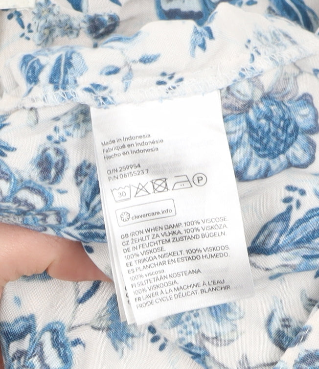 H&M Women's Blue Floral Shift Dress, Size 6