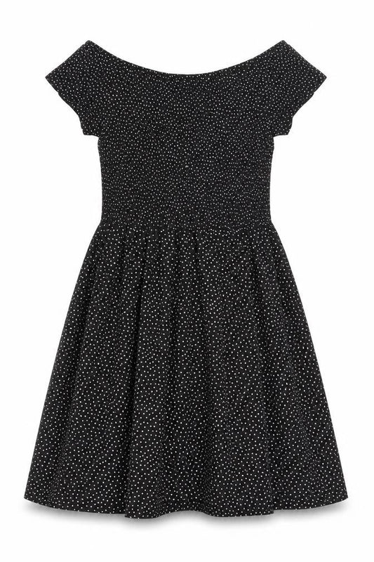 Brave Soul Women's Black XS Off-shoulder Polka Dot Dress