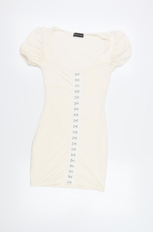 PrettyLittleThing Womens Ivory Bodycon Dress Size 4