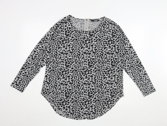 Quiz Women's Grey Animal Print Long Sleeve Top M