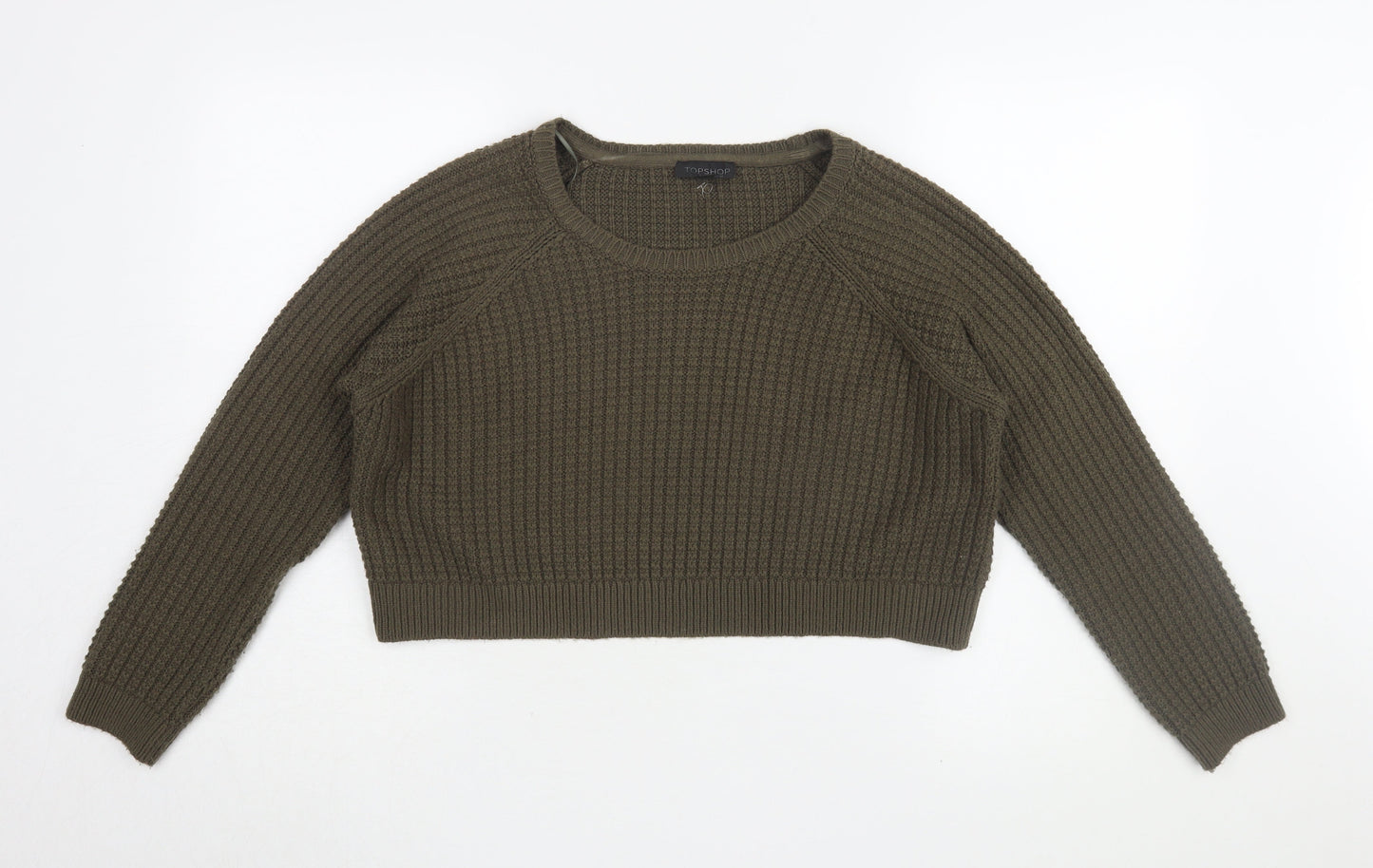 Topshop Women's Green Jumper, Size 10, Chunky Knit