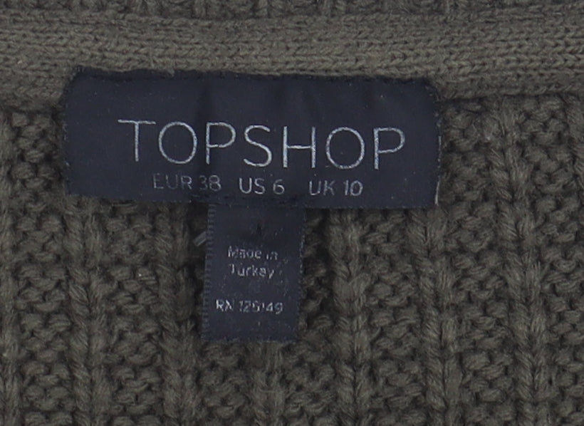 Topshop Women's Green Jumper, Size 10, Chunky Knit
