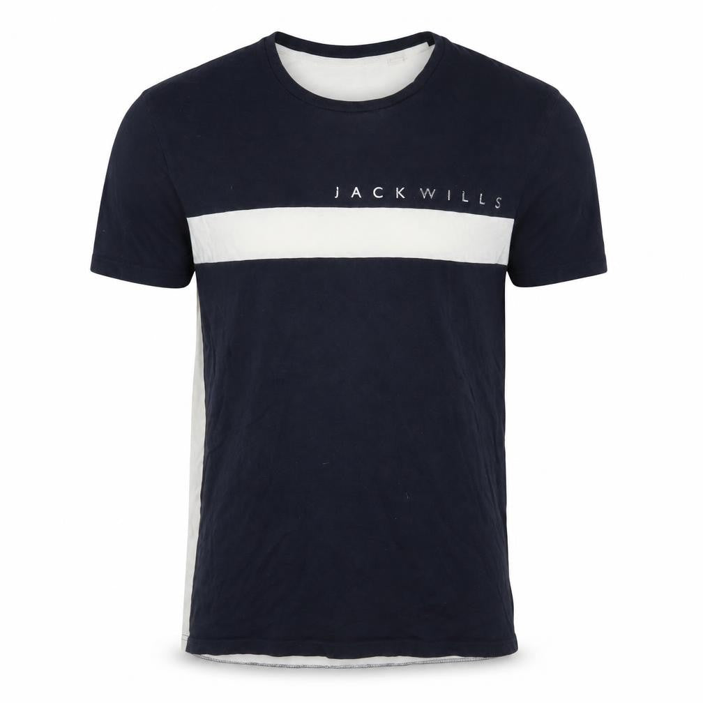 Jack Wills Men's Blue White Colourblock T-Shirt M